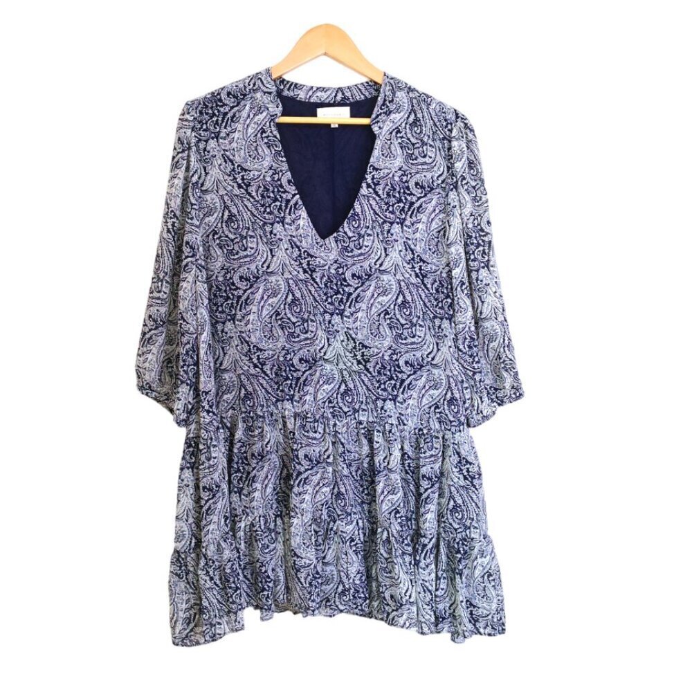Melloday‎ V Neck Paisley Print Babydoll Dress/Tunic Top Size 2X